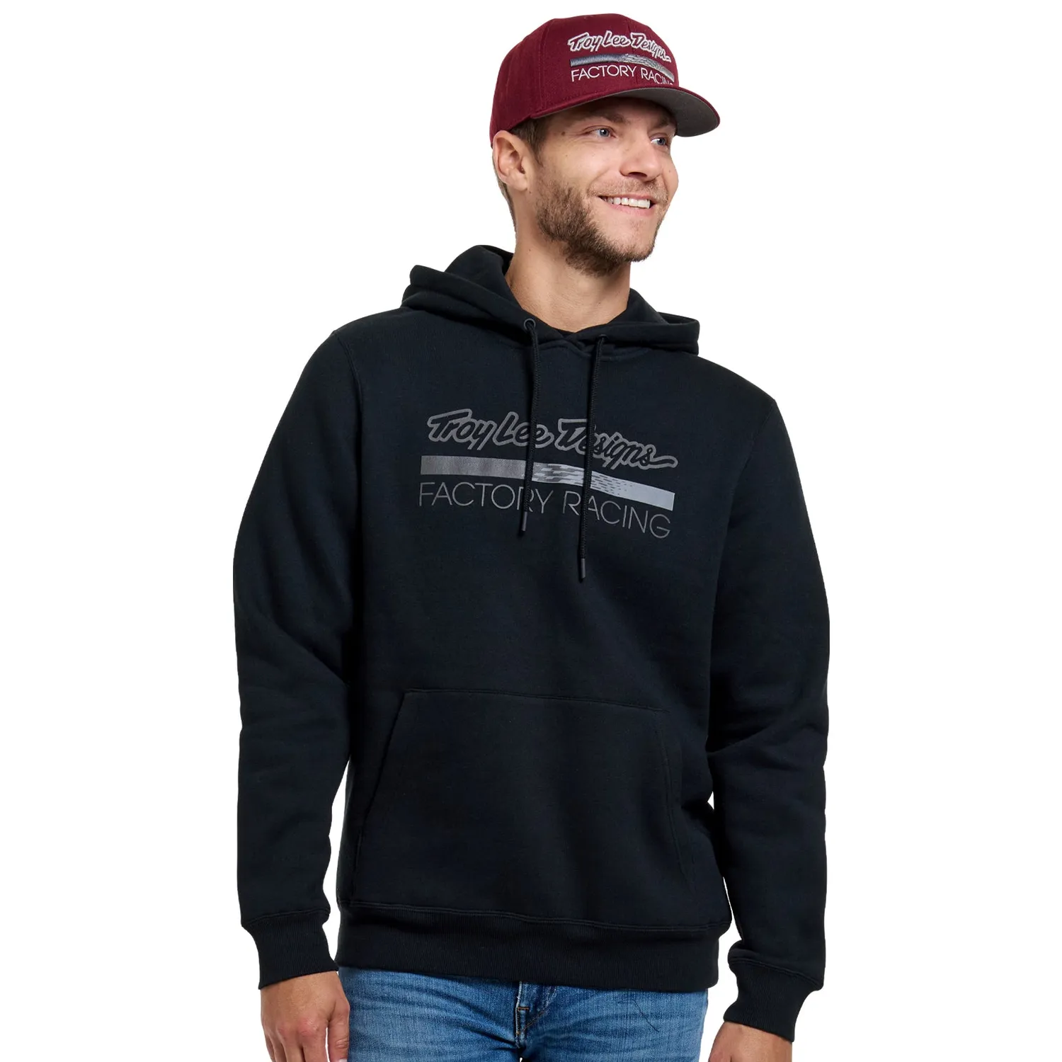 Troy Lee Designs Factory Racing Felpa Cappuccio Nera Rifrangente