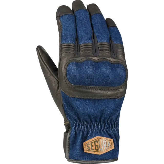 Segura Hunky guanti moto nero blu denim pelle