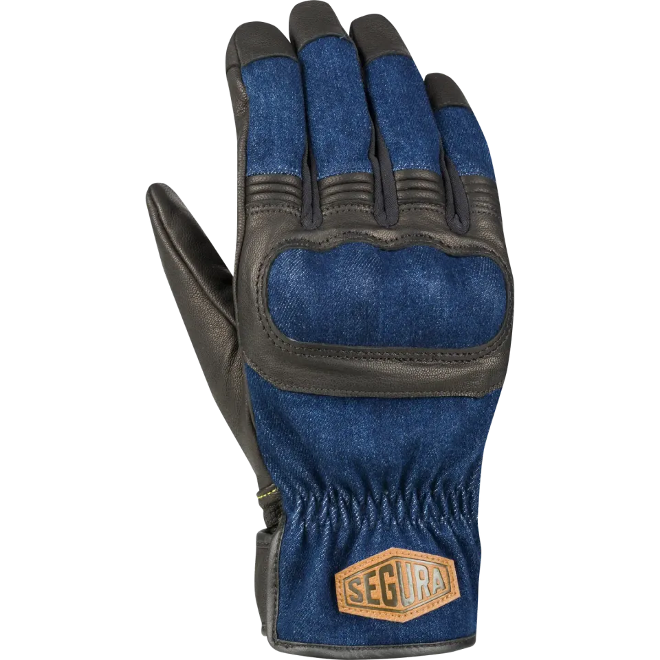 Segura Hunky guanti moto nero blu denim pelle