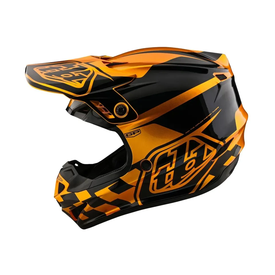 Troy Lee Designs GP Check Up casco moto oro nero senza MIPS