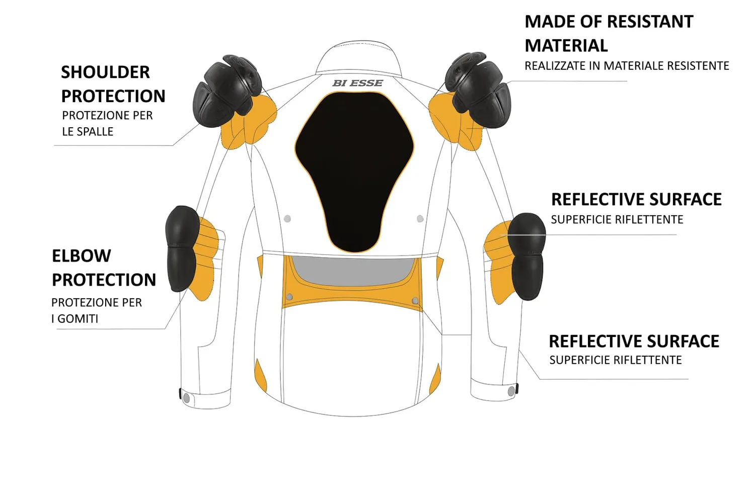 Bi Esse Giacca Moto Cordura Impermeabile 4XL Nero
