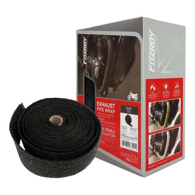 Fitzroy benda termica scarico moto 5x500cm nera