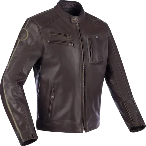 Segura Devon giacca moto pelle Marrone Kaki protettiva