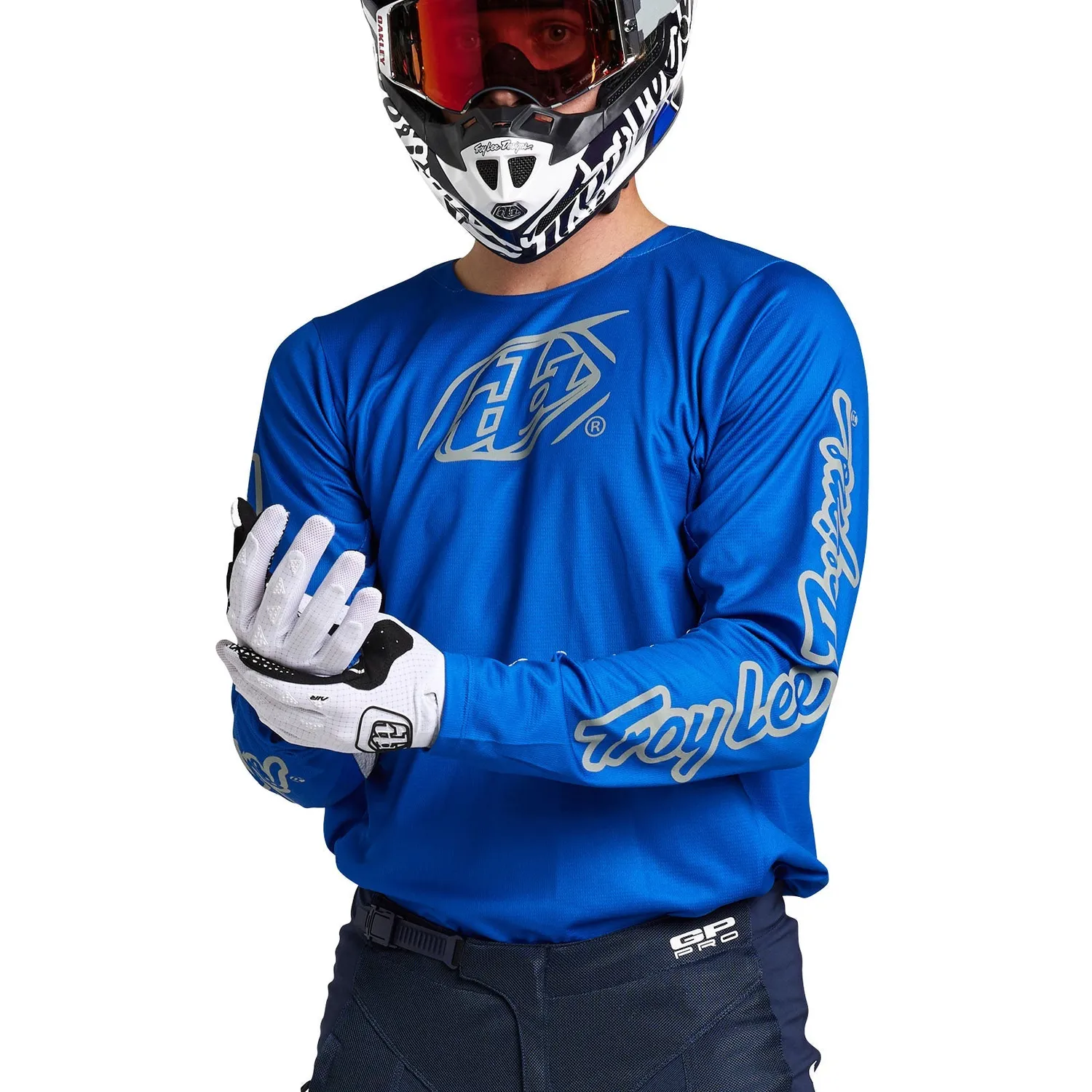 Troy Lee Designs GP Pro Maglia moto blu argento uomo