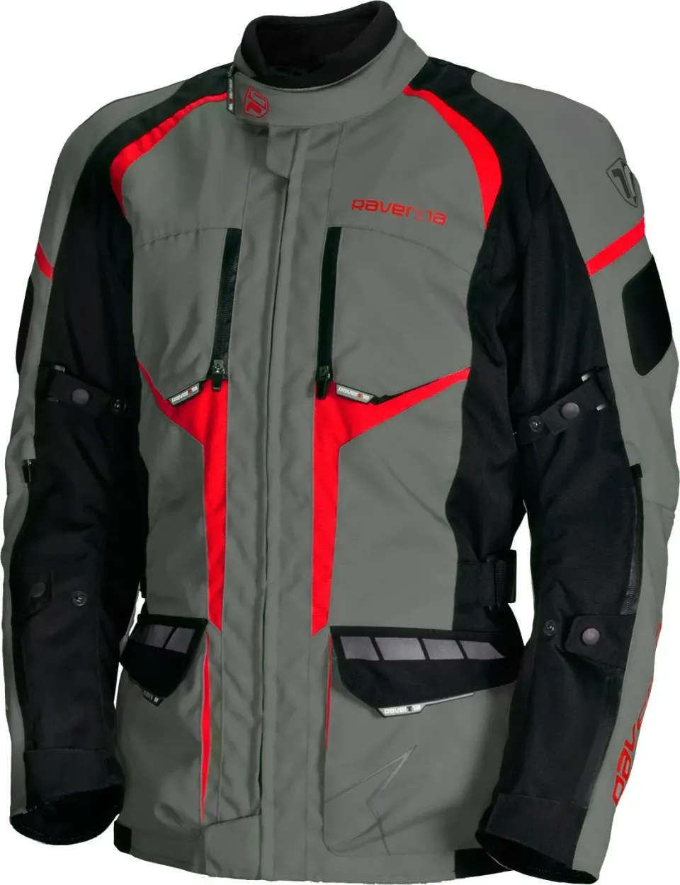 Ravenna Touring RA-Dry Giacca Moto Grigio Nero Rosso impermeabile