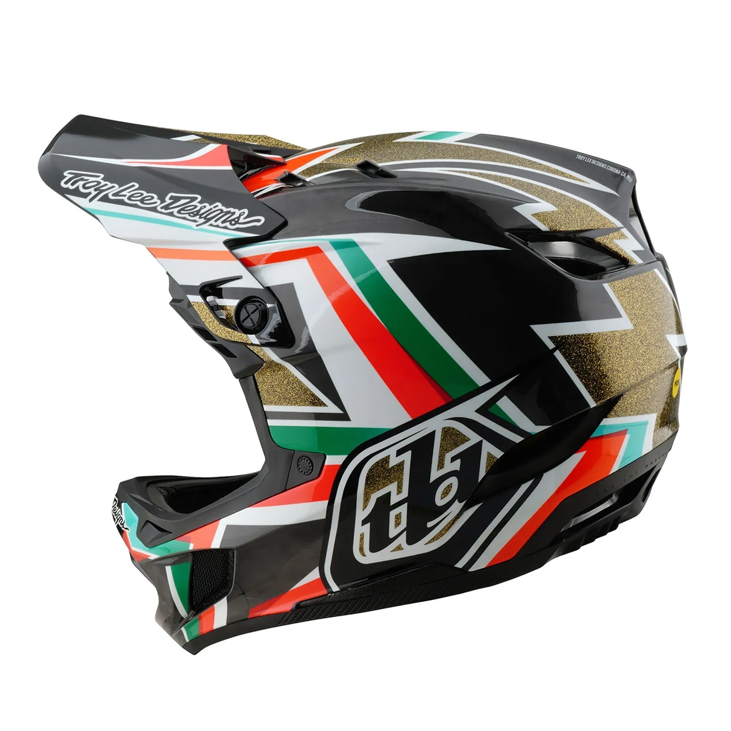 Troy Lee Designs D4 Carbon Casco Integrale Frames Black Gold MIPS