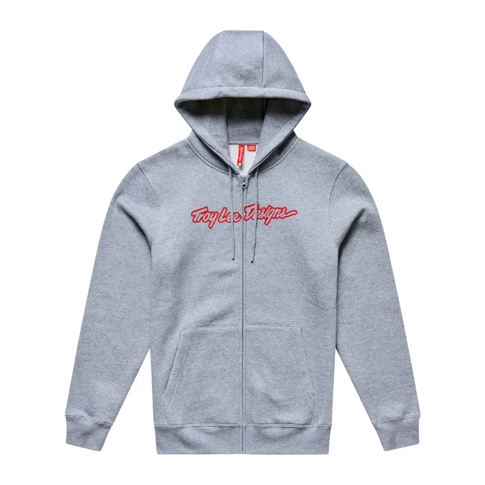 Troy Lee Designs Signature Zip Hoodie felpa uomo grigia rossa