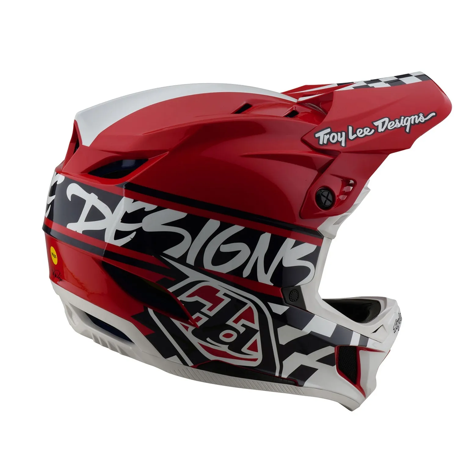 Troy Lee Designs D4 Polyacrylite casco mtb bianco rosso MIPS