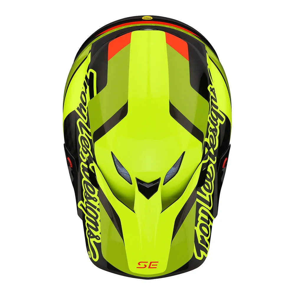 Troy Lee Designs SE5 Carbon W/MIPS Omega casco cross nero giallo