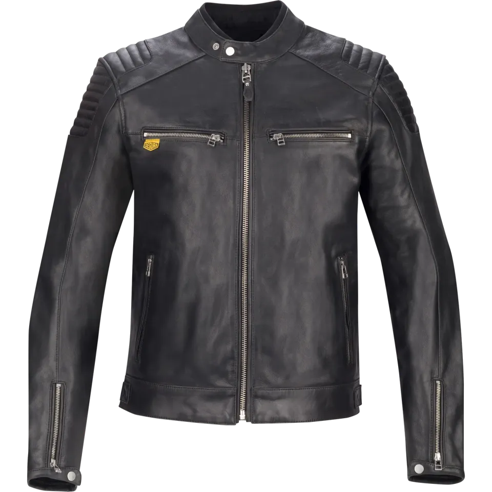 Segura Robby Giacca Pelle Moto Uomo Nero Body Fit