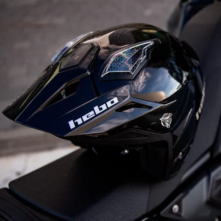 Hebo Zone 5 Monocolor casco trial nero lucido
