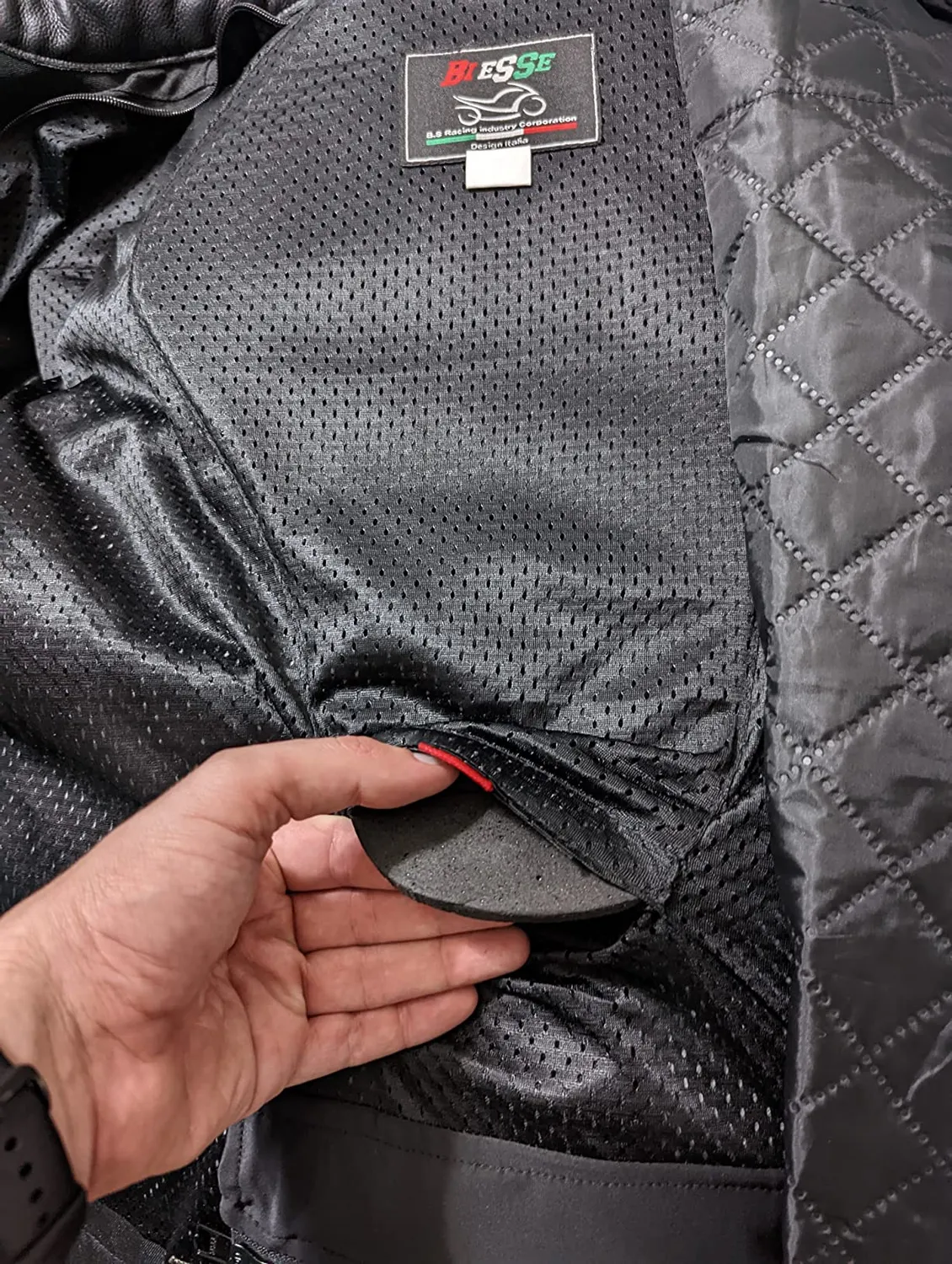Bi Esse Giacca Moto Pelle Vintage Nero XS con Gilet Termico