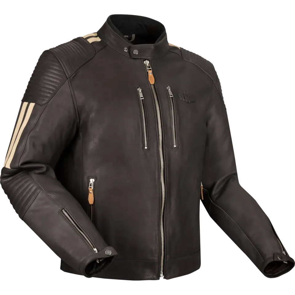 Segura Orion giubbotto moto pelle marrone/beige impermeabile