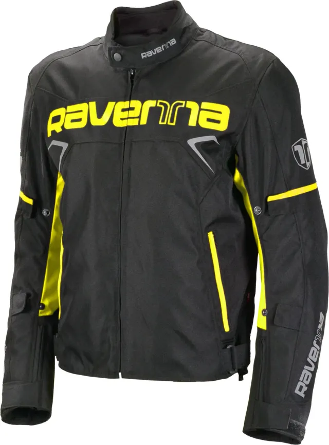 Ravenna Apparel giacca moto tessile nero giallo impermeabile