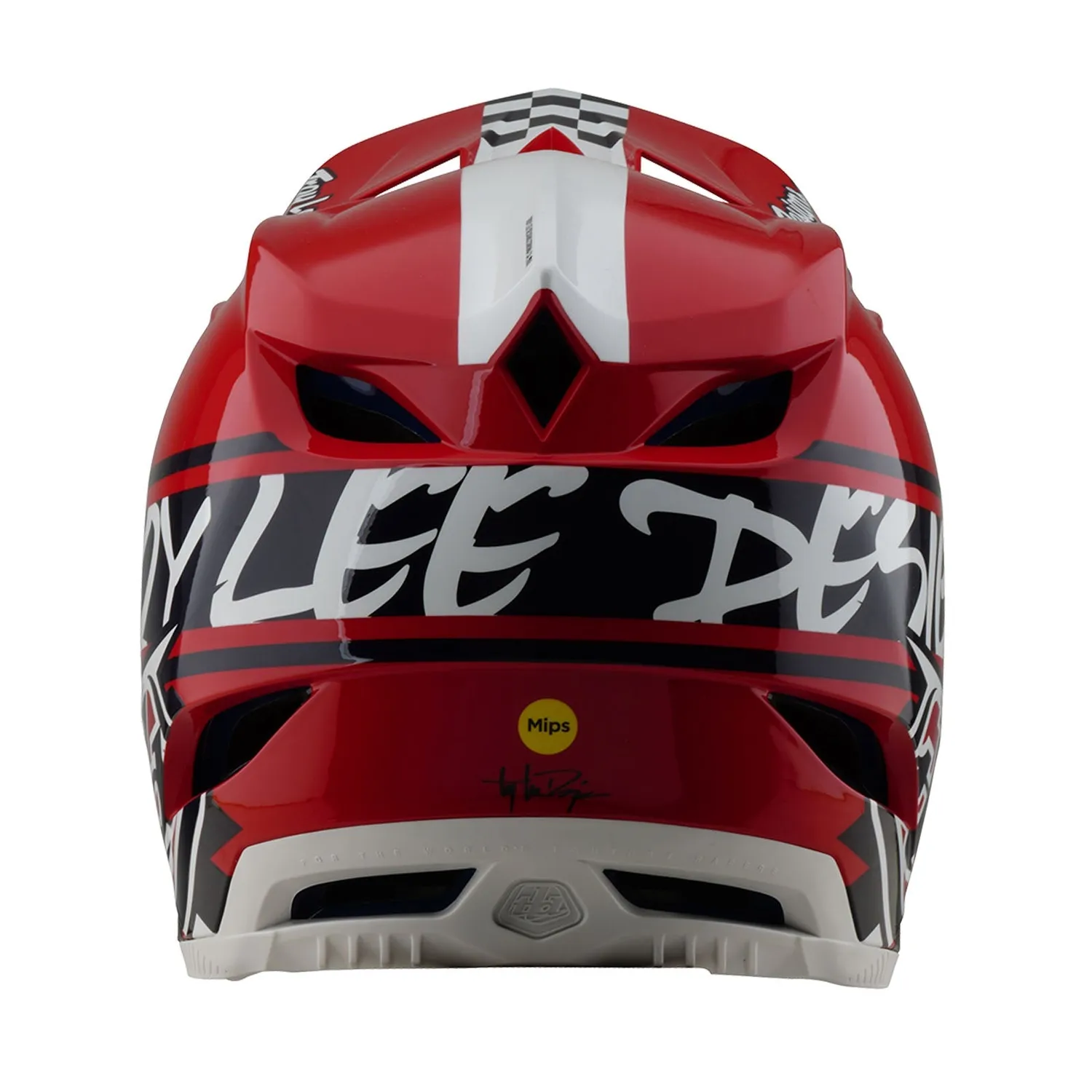 Troy Lee Designs D4 Polyacrylite casco mtb bianco rosso MIPS