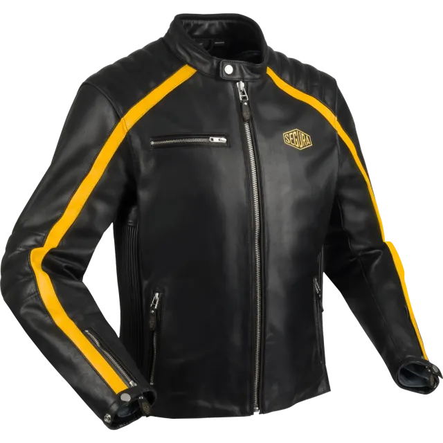 Segura Formula giubbotto moto pelle uomo nero giallo