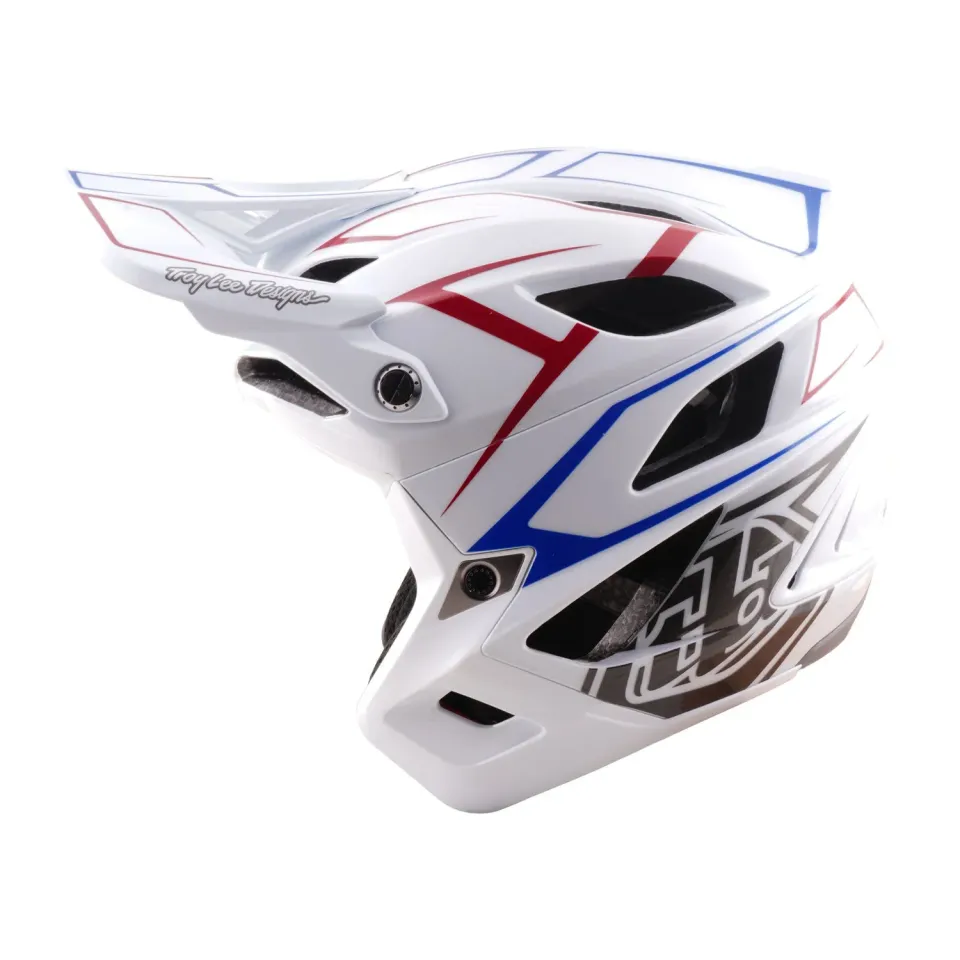 Troy Lee Designs Stage Stunt Pinstripe casco integrale MIPS Bianco