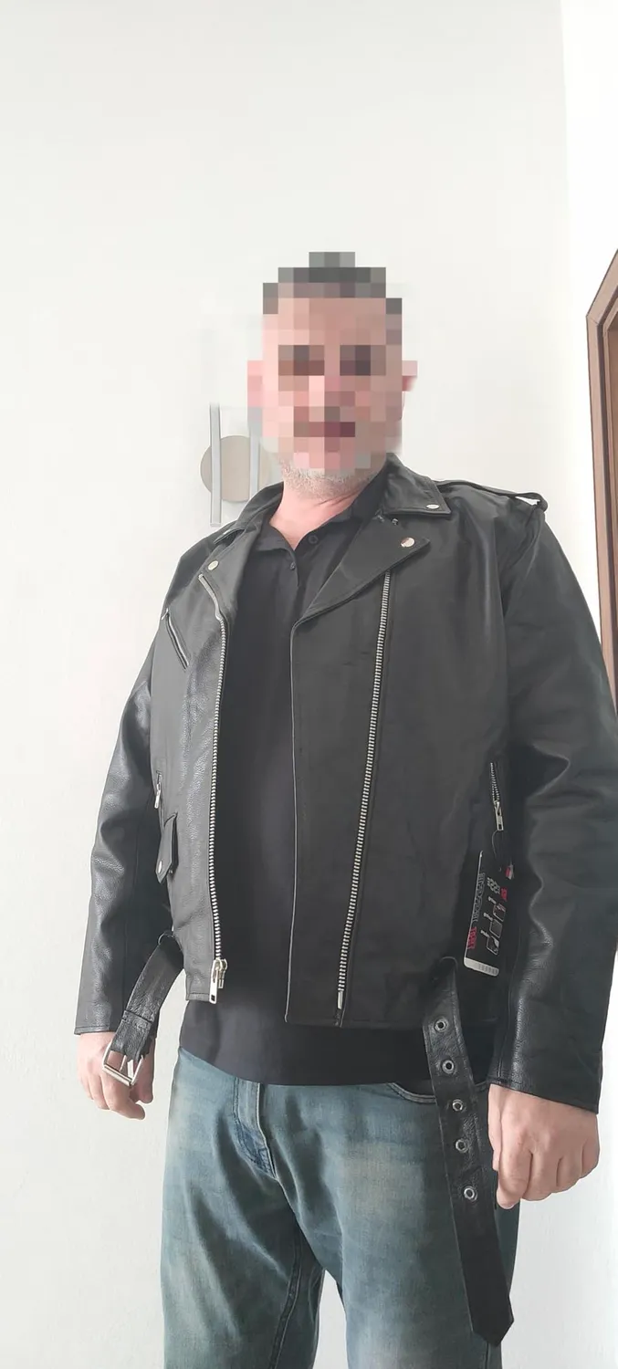 Bi Esse Chiodo Marlon Brando Giacca Pelle Nero