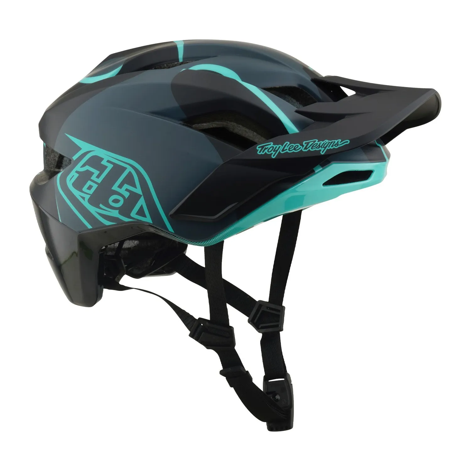 Troy Lee Designs Flowline SE Badge casco bici Carbon Teal