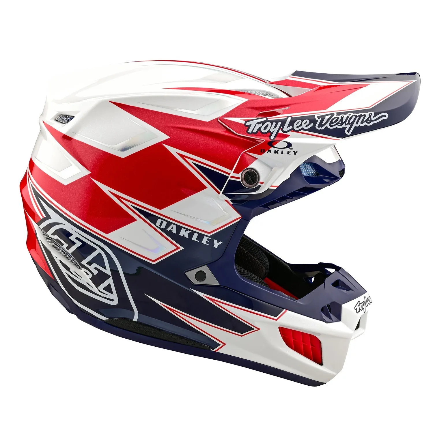 Troy Lee Designs SE5 Oakley casco moto White Blue MIPS
