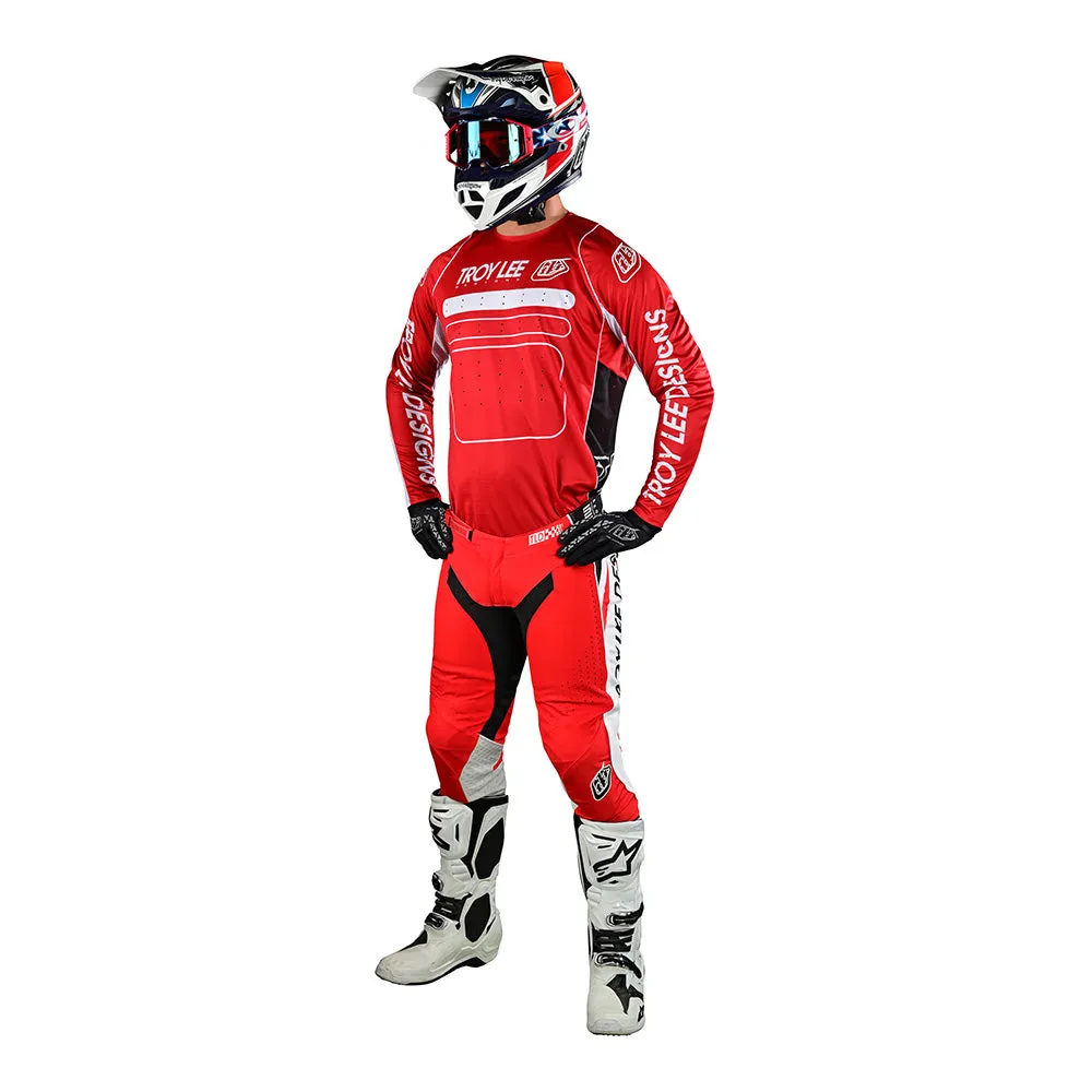Troy Lee Designs SE Pro Drop In pantaloni moto rossi leggeri