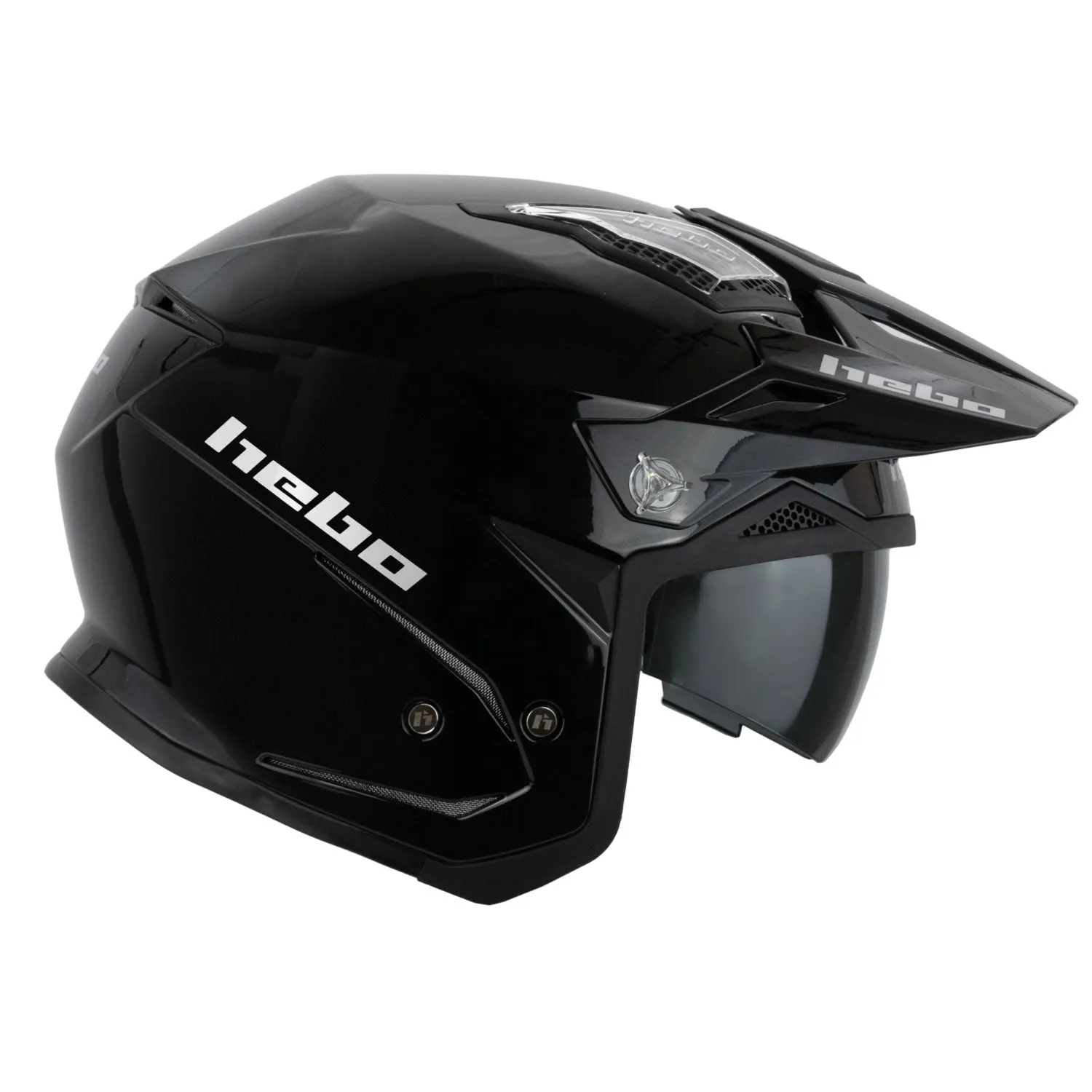 Hebo Zone 5 Monocolor casco trial nero lucido