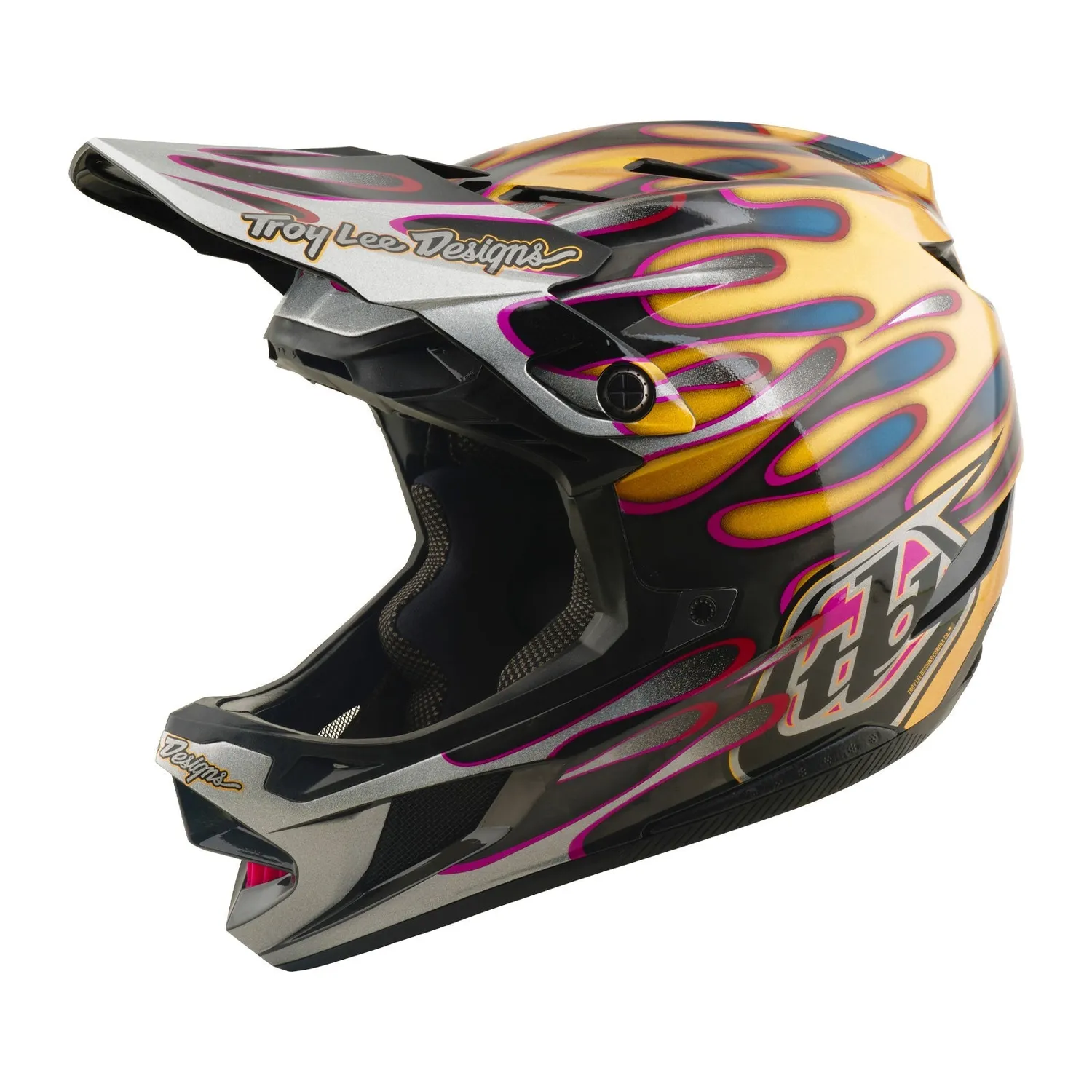 Troy Lee Designs D4 Carbon Overspray casco integrale oro nero carbonio