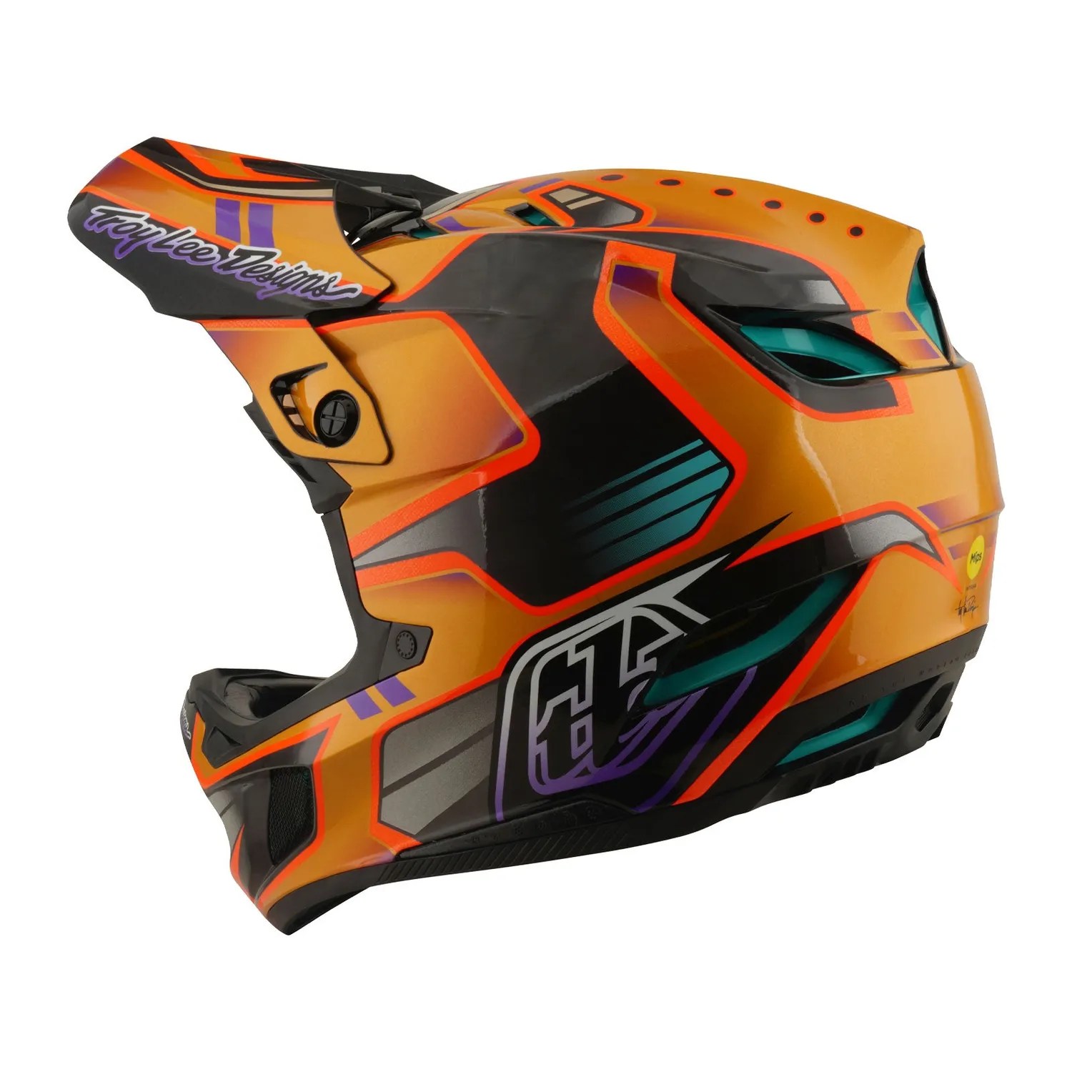 Troy Lee Designs D4 Carbon Casco Crest Gold downhill