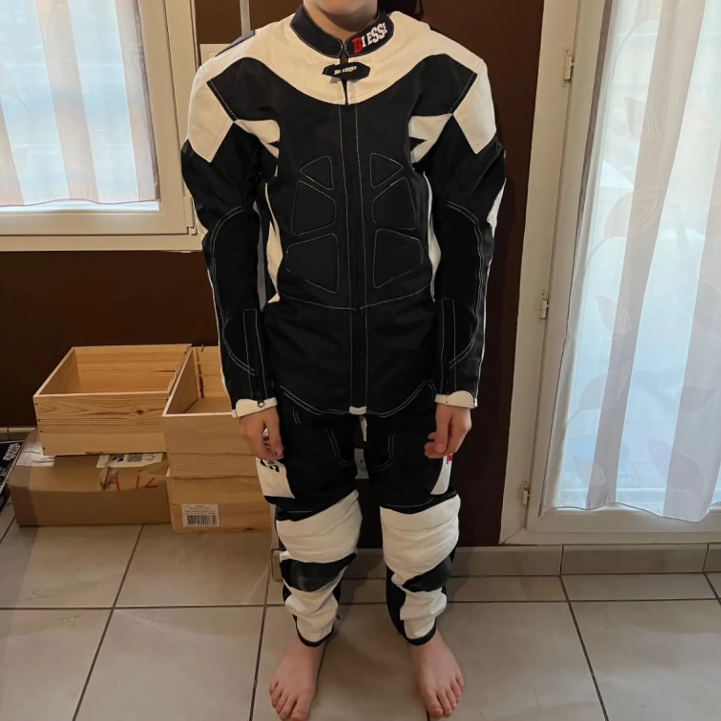 Bi Esse Tuta Minimoto Pelle Bambino XS 7 Anni Nero