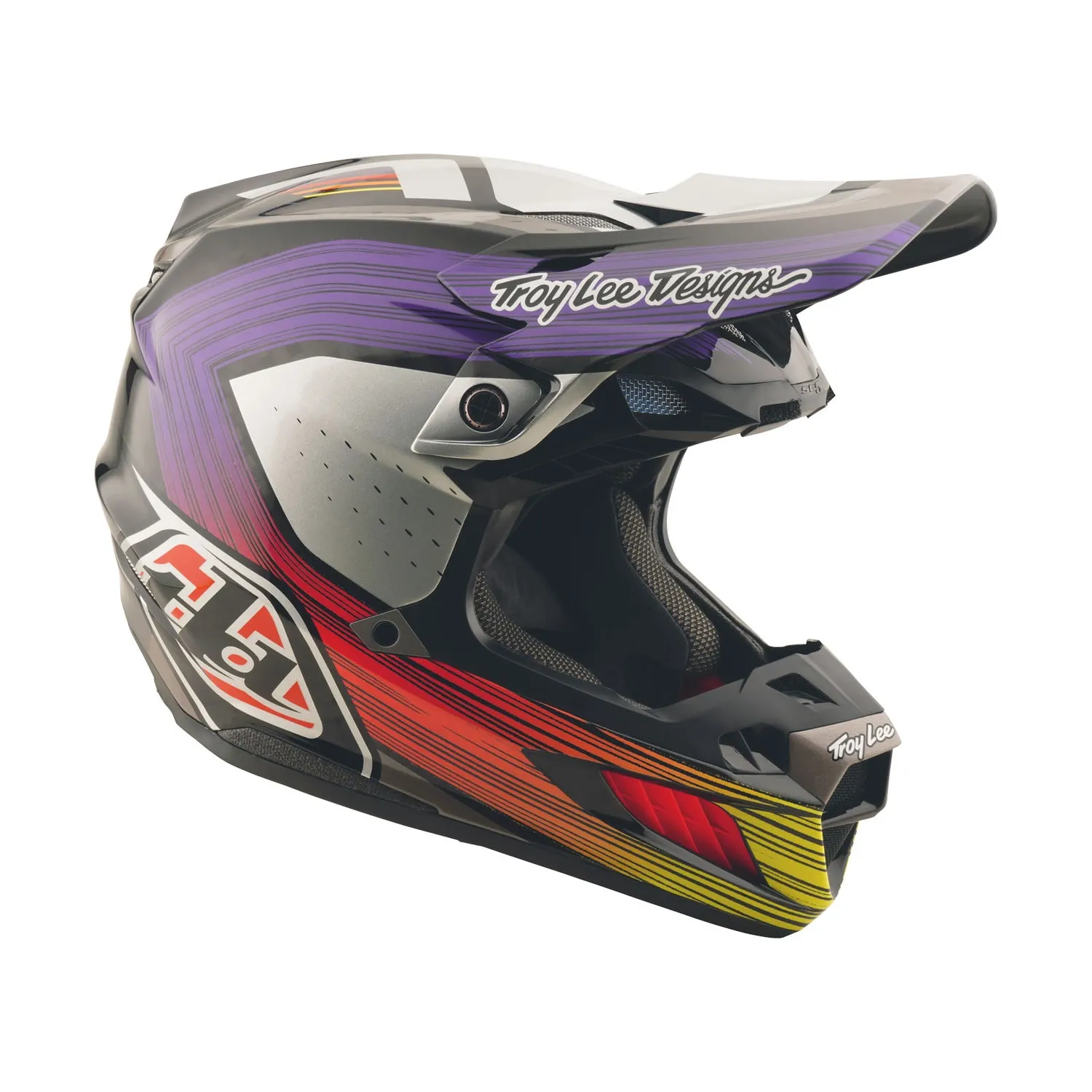 Troy Lee Designs SE5 Carbon MIPS casco cross nero viola stripes