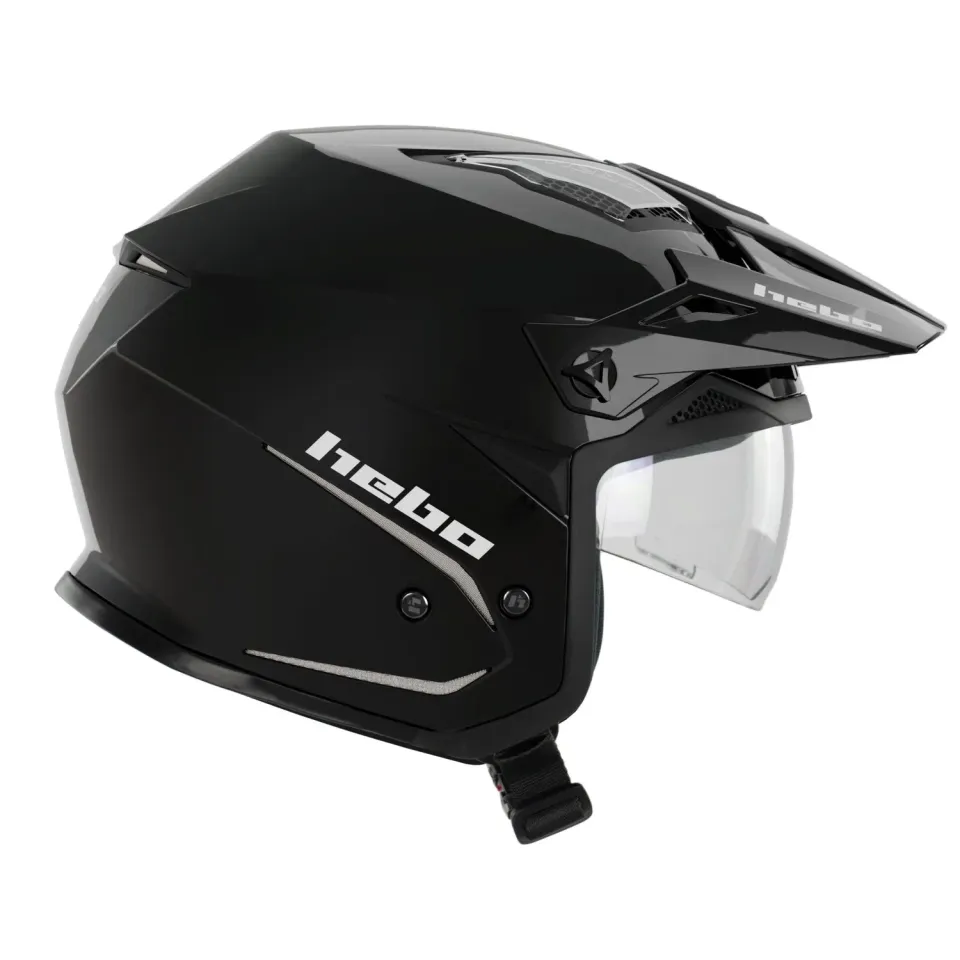 Hebo Zone 5 Monocolor casco trial nero lucido