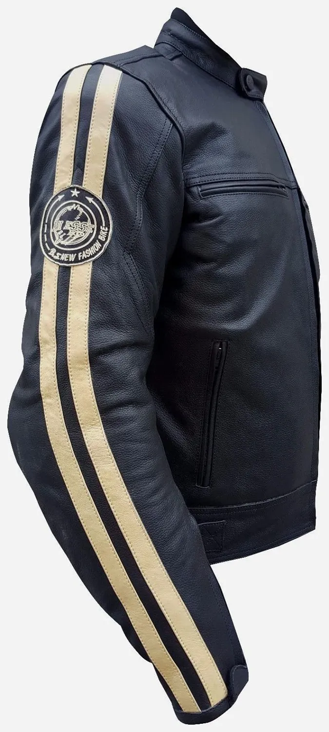 Bi Esse Giacca Moto Pelle Vintage Nero XS con Gilet Termico