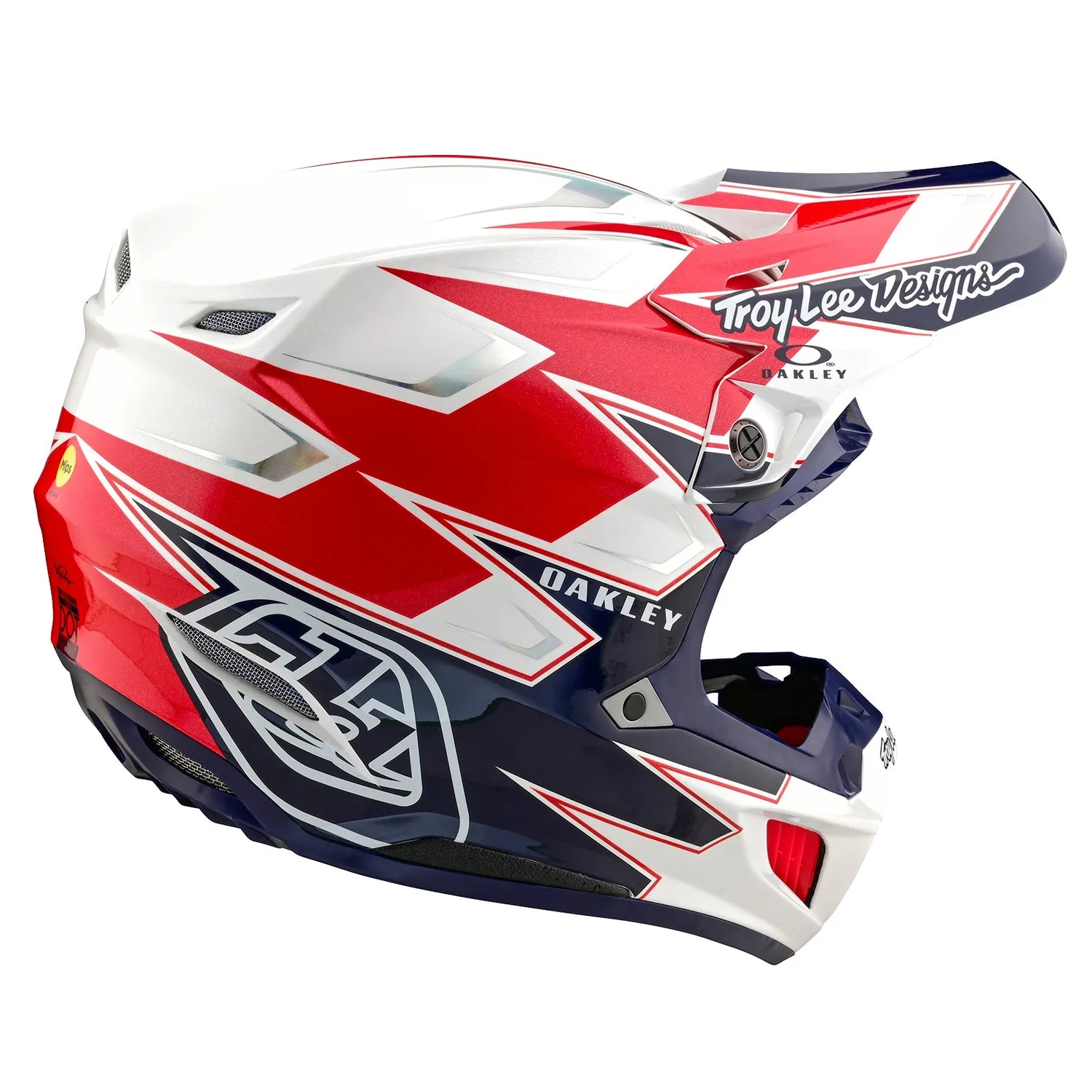 Troy Lee Designs SE5 Oakley casco moto White Blue MIPS
