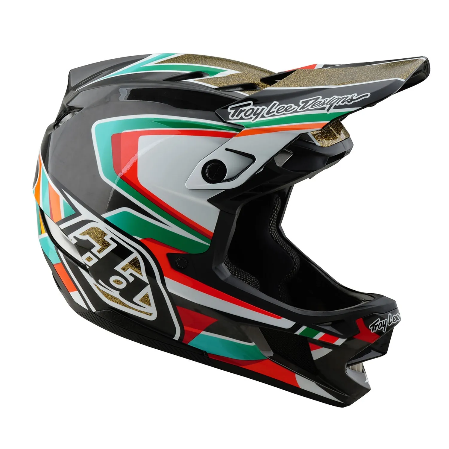 Troy Lee Designs D4 Carbon Casco Integrale Frames Black Gold MIPS