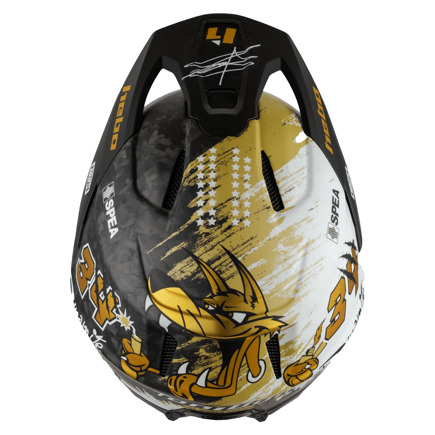 Hebo Toni Bou 34 casco trial carbonio nero oro