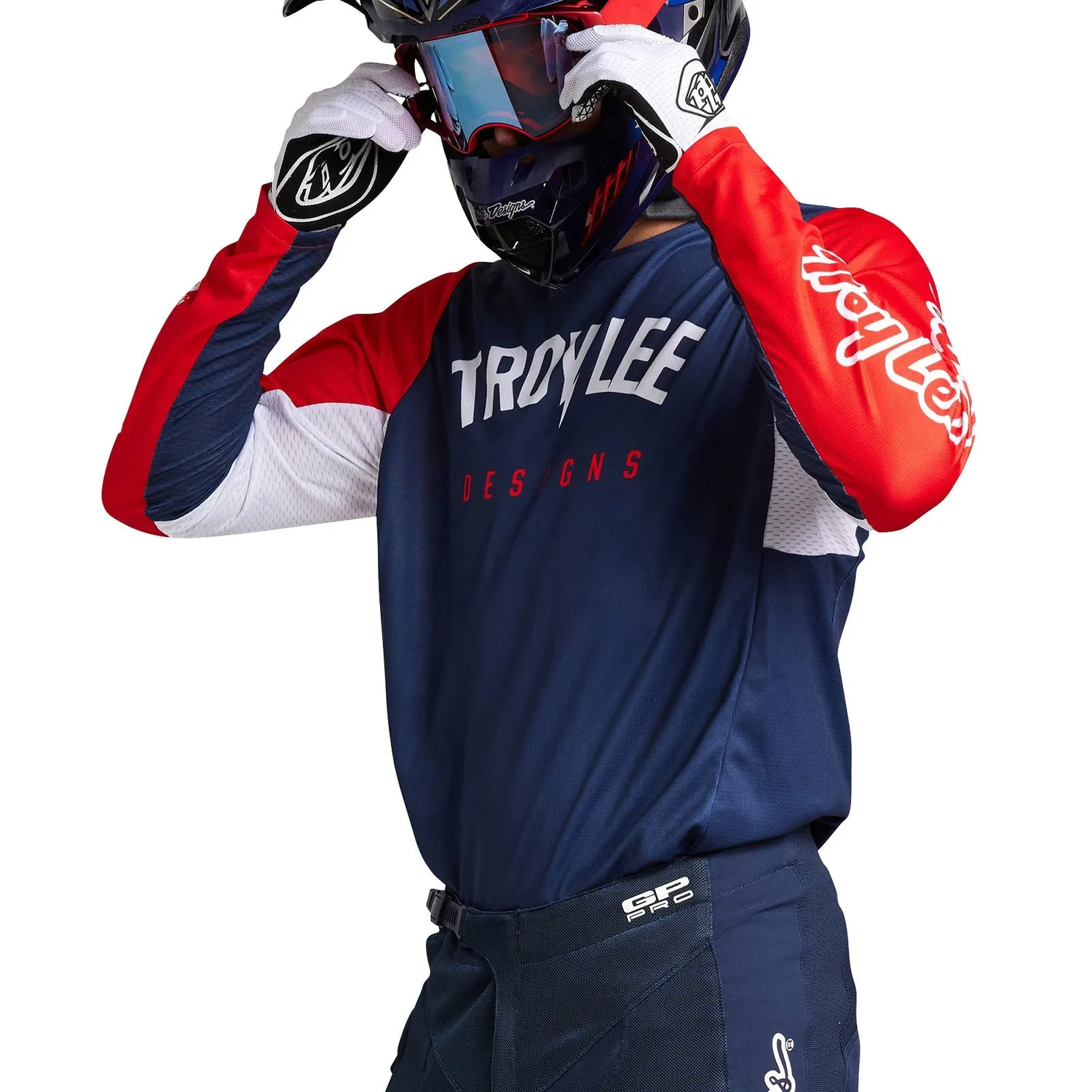 Troy Lee Designs GP Pro maglia moto Boltz Navy Red traspirante