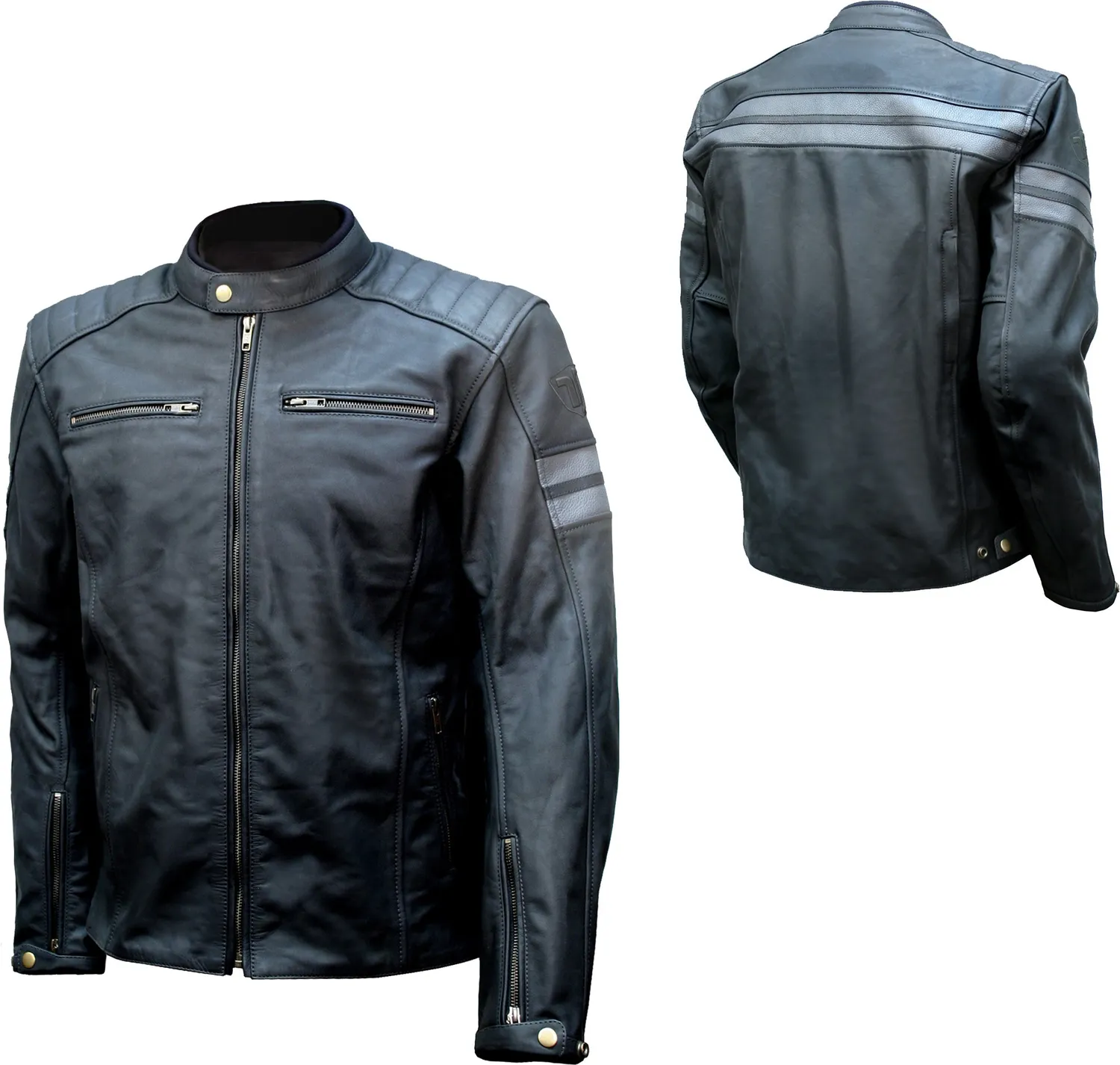 Ravenna giacca moto pelle nera termica