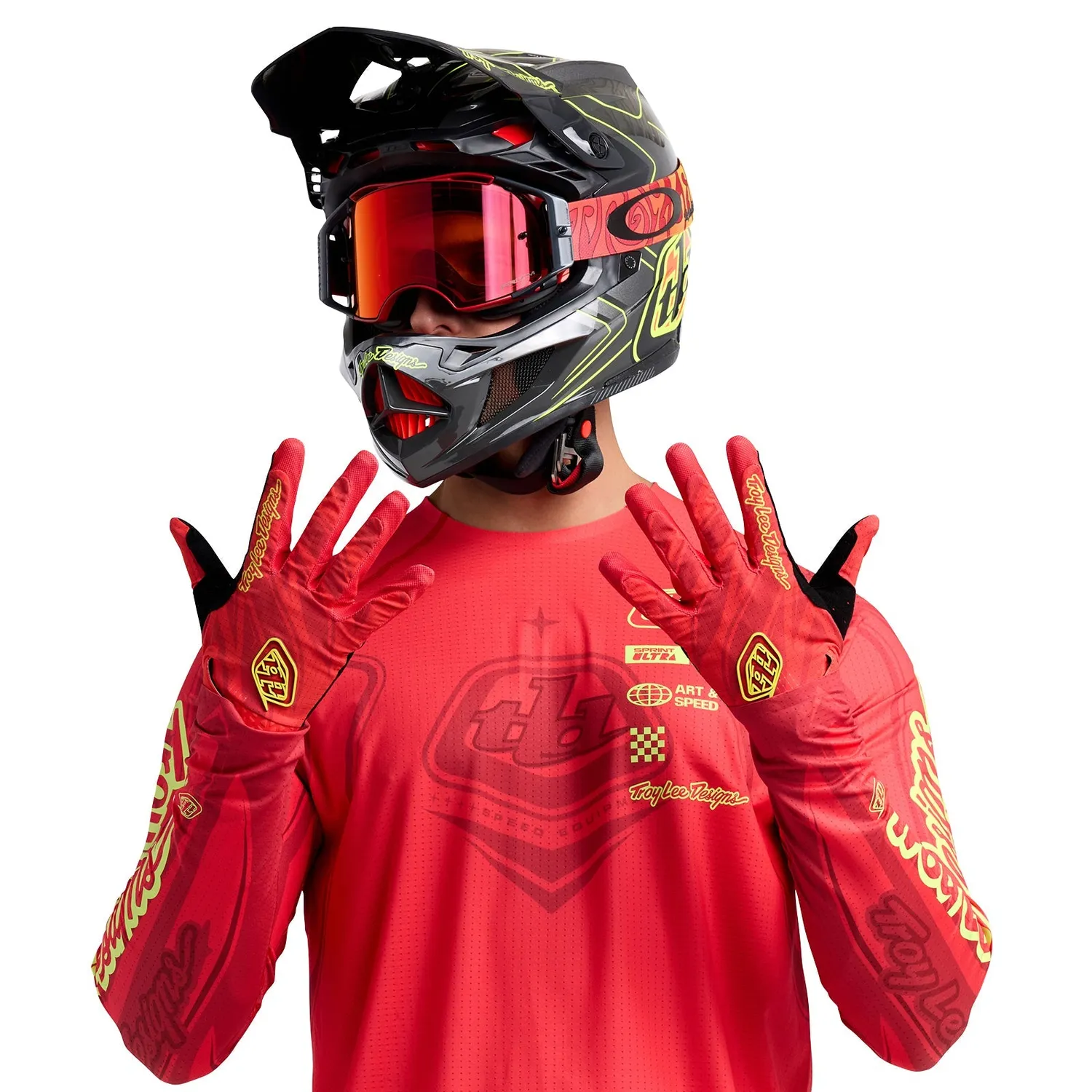 Troy Lee Designs Air Ghostwing guanti moto Infra Red grip