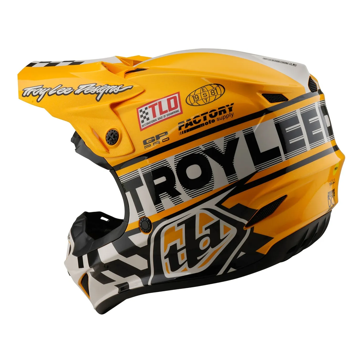 Troy Lee Designs GP Pro casco moto Fifty-50 White Gold MIPS