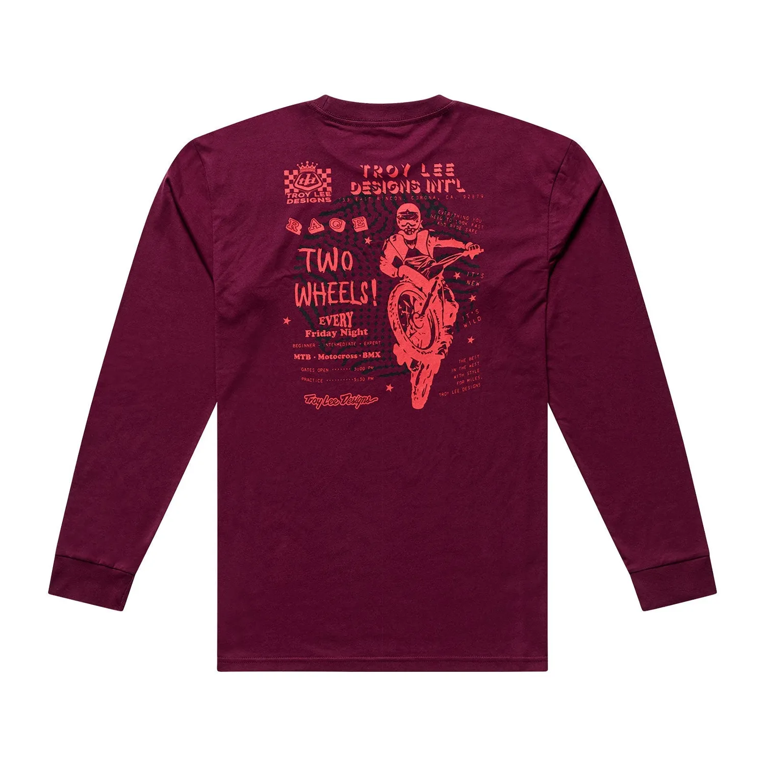 Troy Lee Designs Friday Night T-Shirt Manica Lunga Sangria