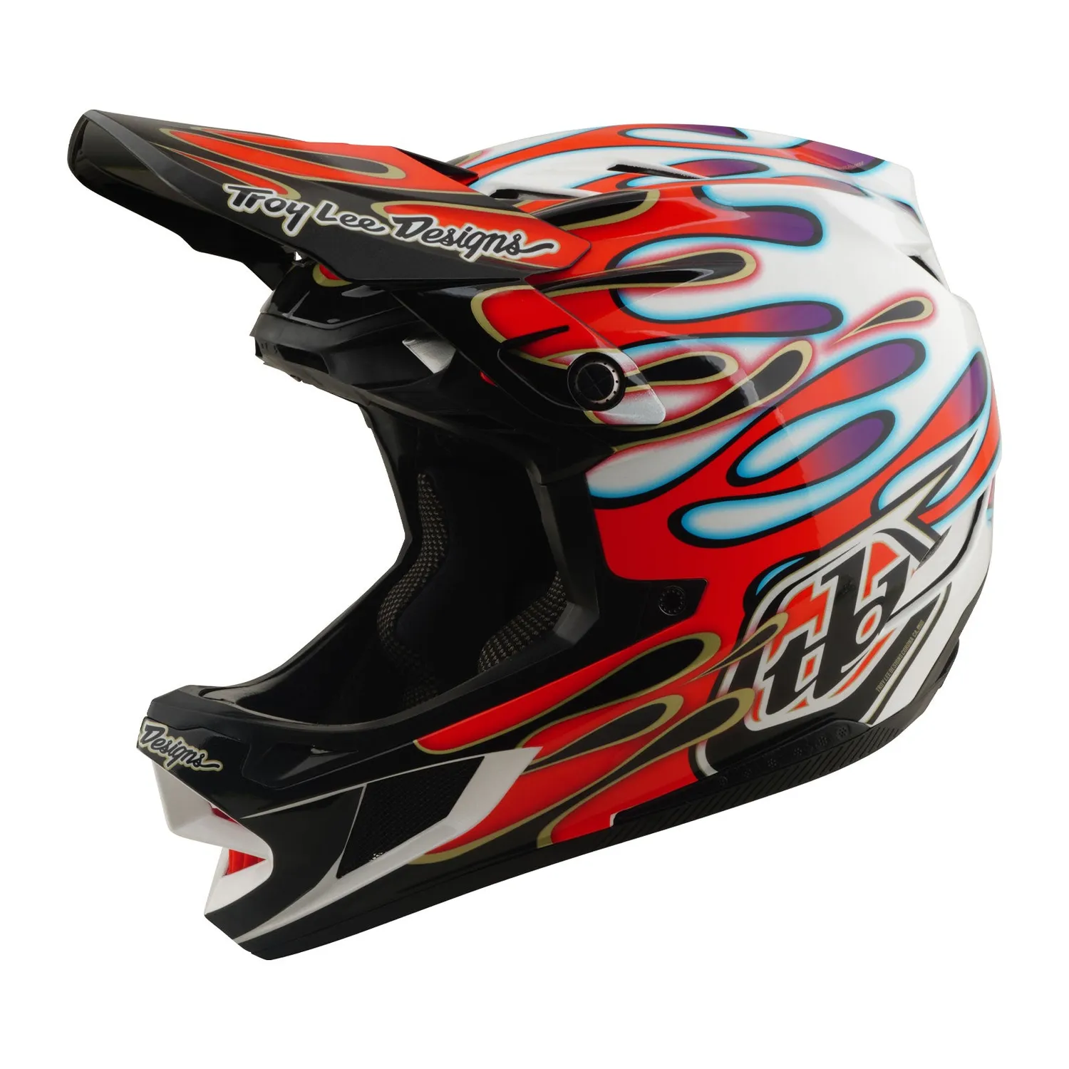 Troy Lee Designs D4 Composite Overspray casco bianco rosso MIPS