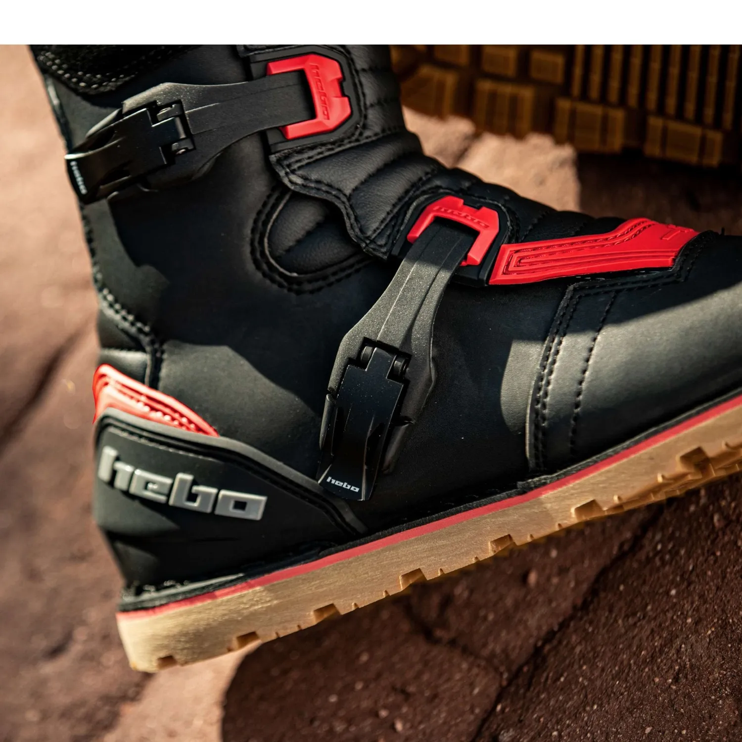 Hebo Technical 3.0 Micro stivali trial rosso pelle