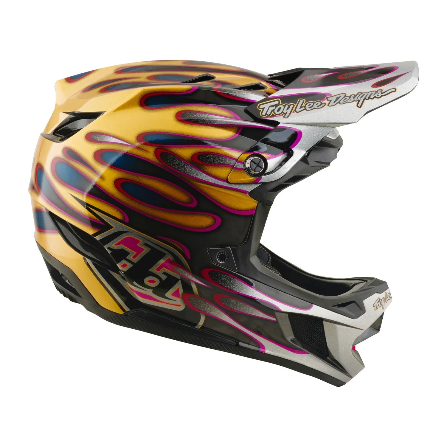 Troy Lee Designs D4 Carbon Overspray casco integrale oro nero carbonio
