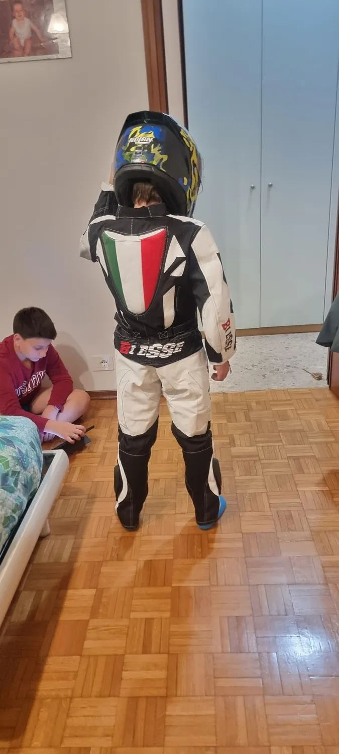 Bi Esse Tuta Minimoto Pelle Bambino XS 7 Anni Nero