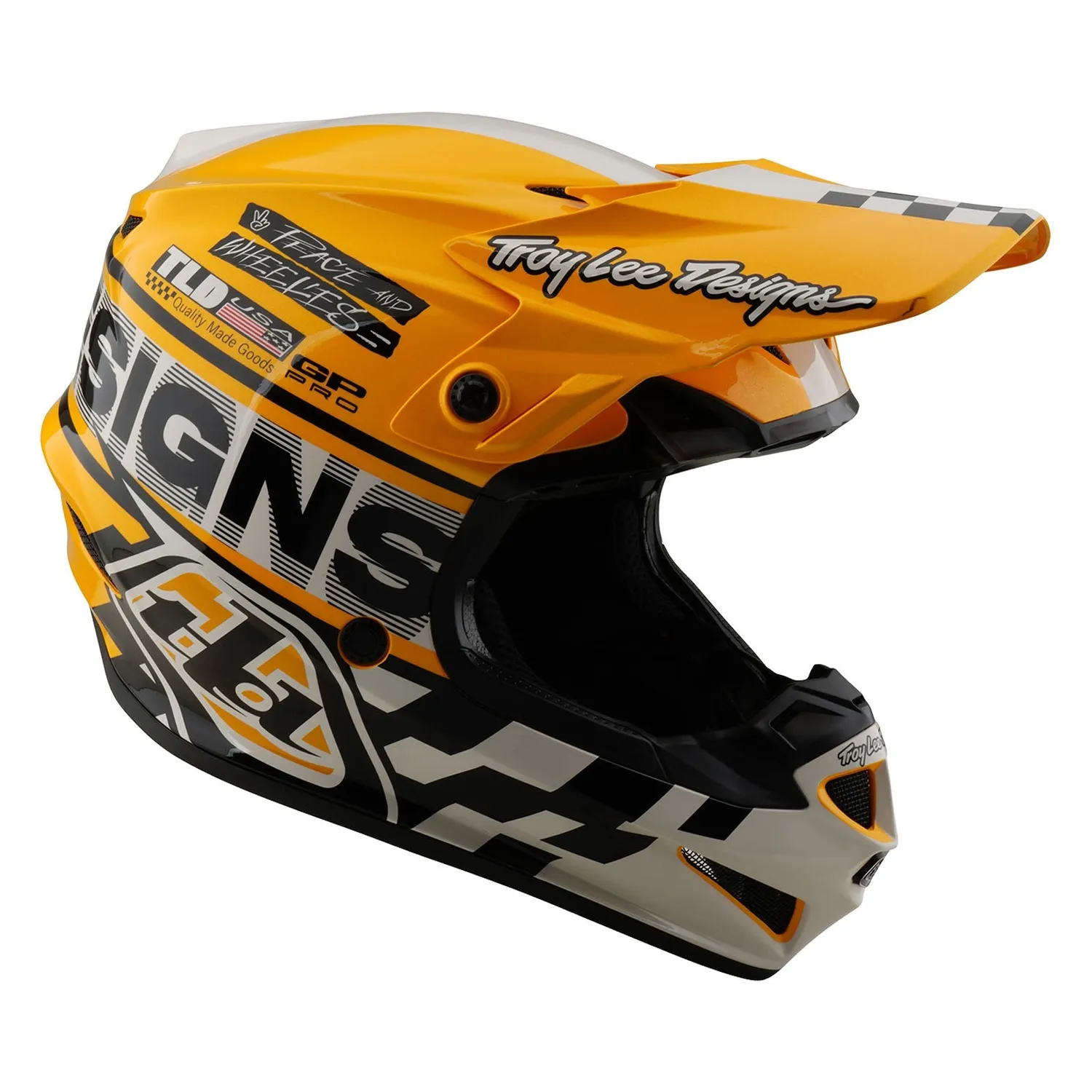 Troy Lee Designs GP Pro casco moto Fifty-50 White Gold MIPS