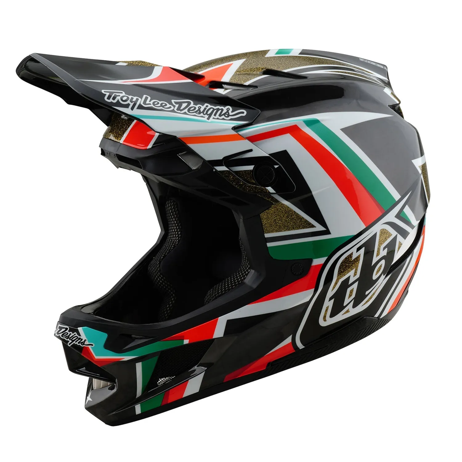 Troy Lee Designs D4 Carbon Casco Integrale Frames Black Gold MIPS