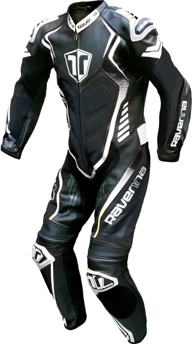 Ravenna Racing Tuta Moto Pelle Nero Bianco 1.1mm racing