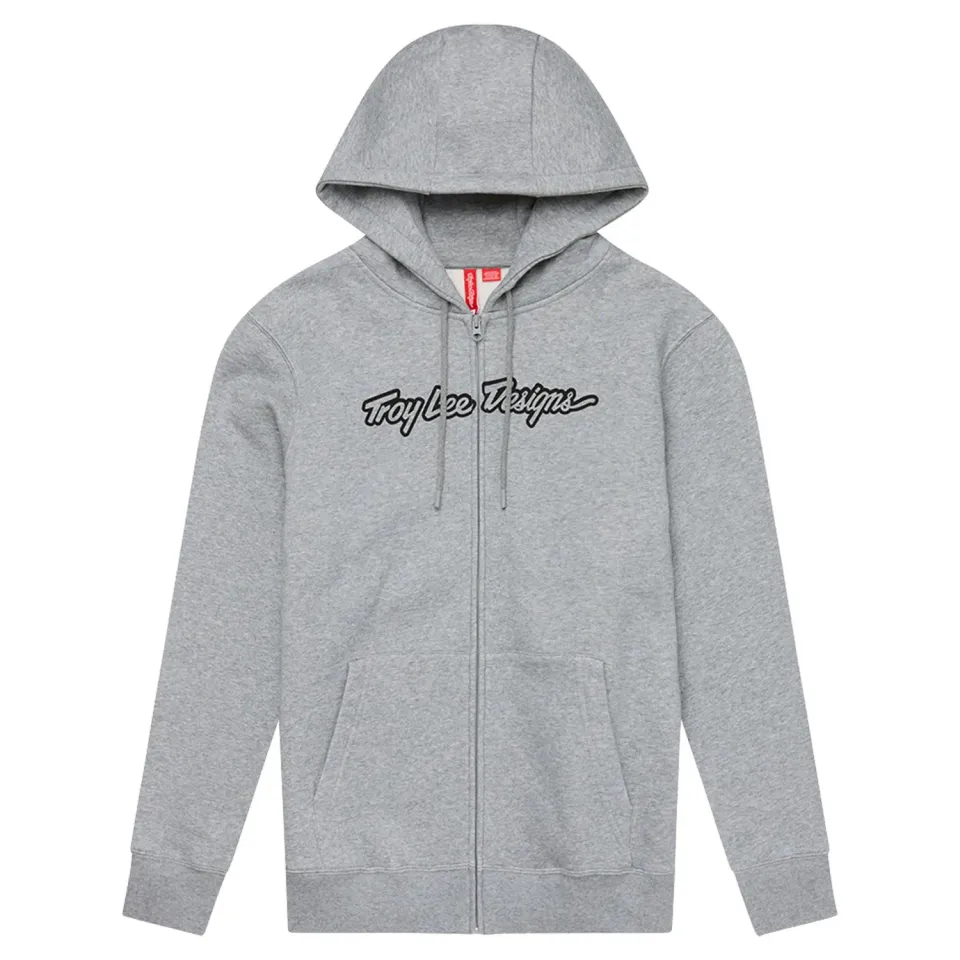 Troy Lee Designs Zip Up Hoodie Signature felpa grigio heather