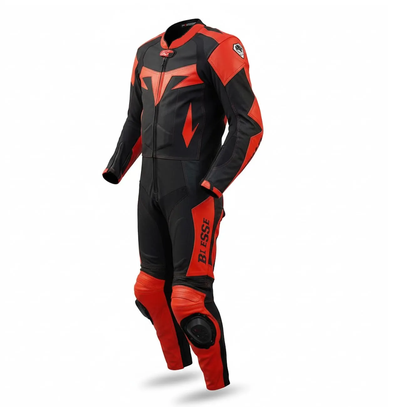 Bi Esse Antras Tuta Moto Pelle Intera Rosso-Nero