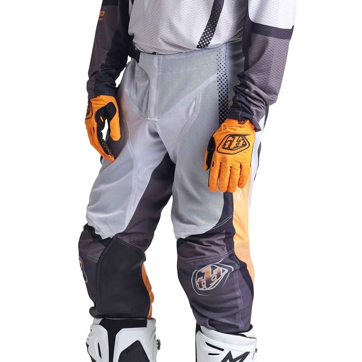 Troy Lee Designs GP Pro Air pantaloni moto grigio arancio ventilati